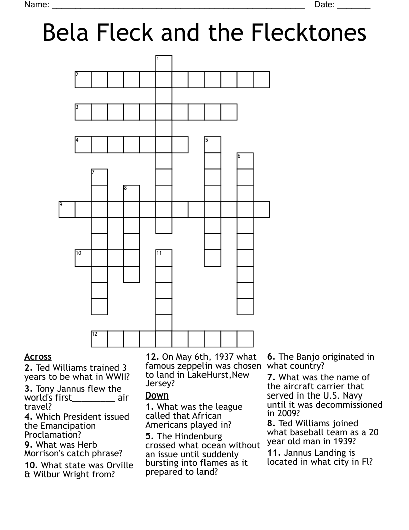 Bela Fleck and the Flecktones Crossword