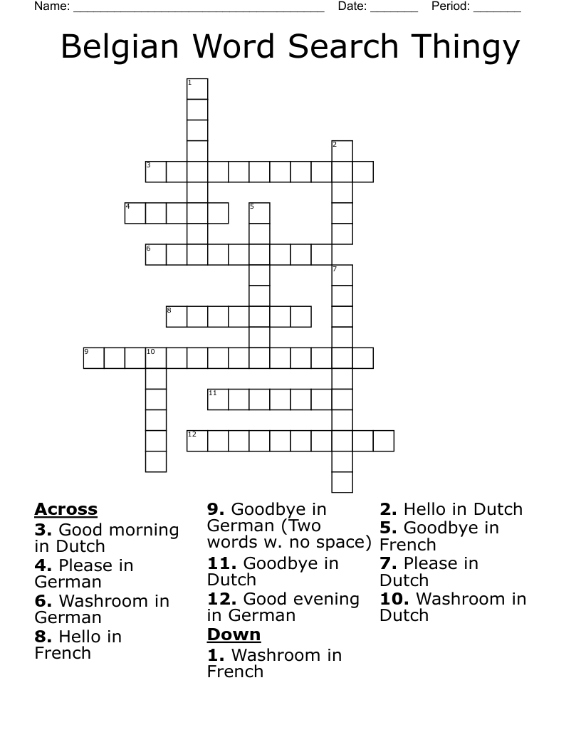 Belgian Word Search Thingy Crossword