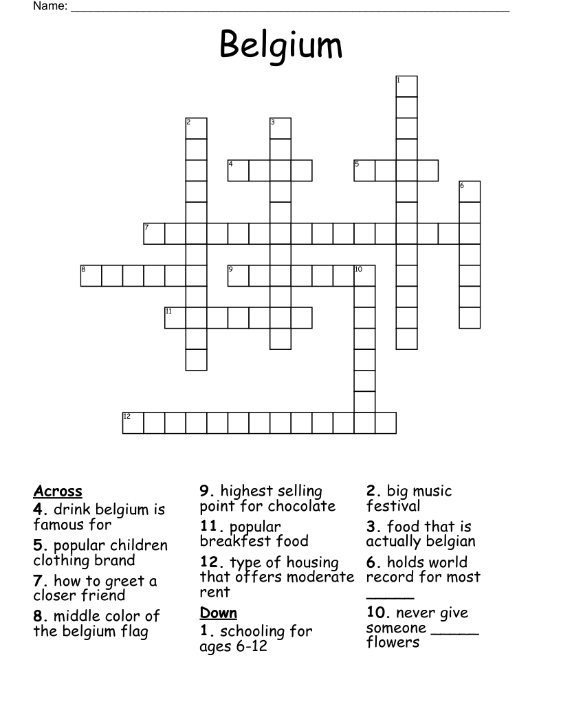 Belgium Crossword