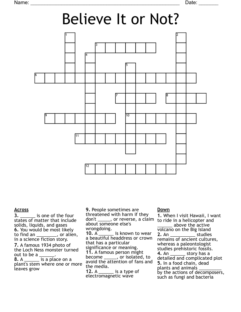Believe It or Not? Crossword