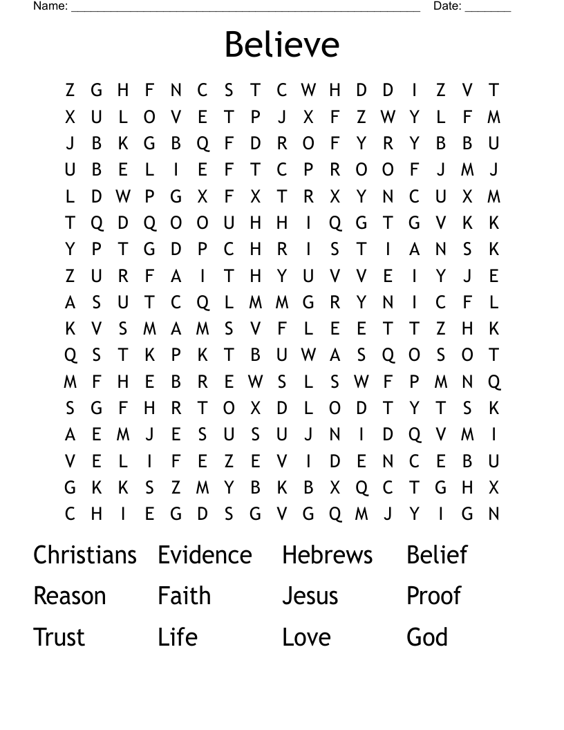 Believe  Word Search