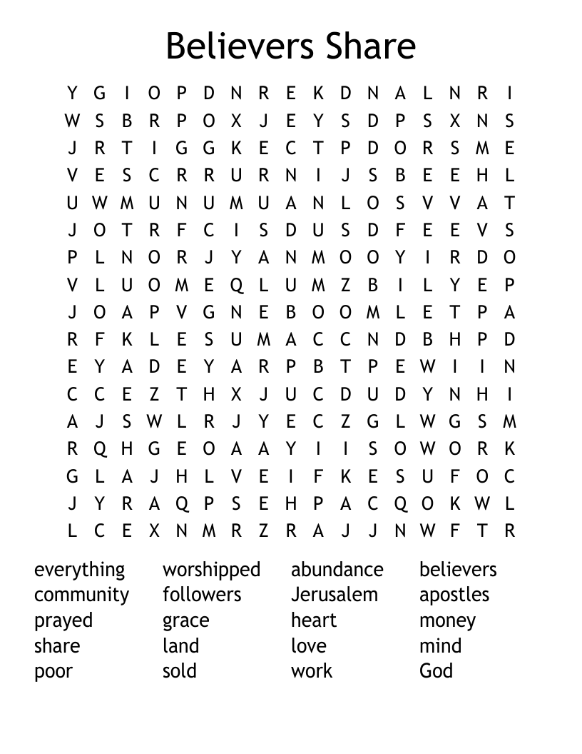Believers Share Word Search