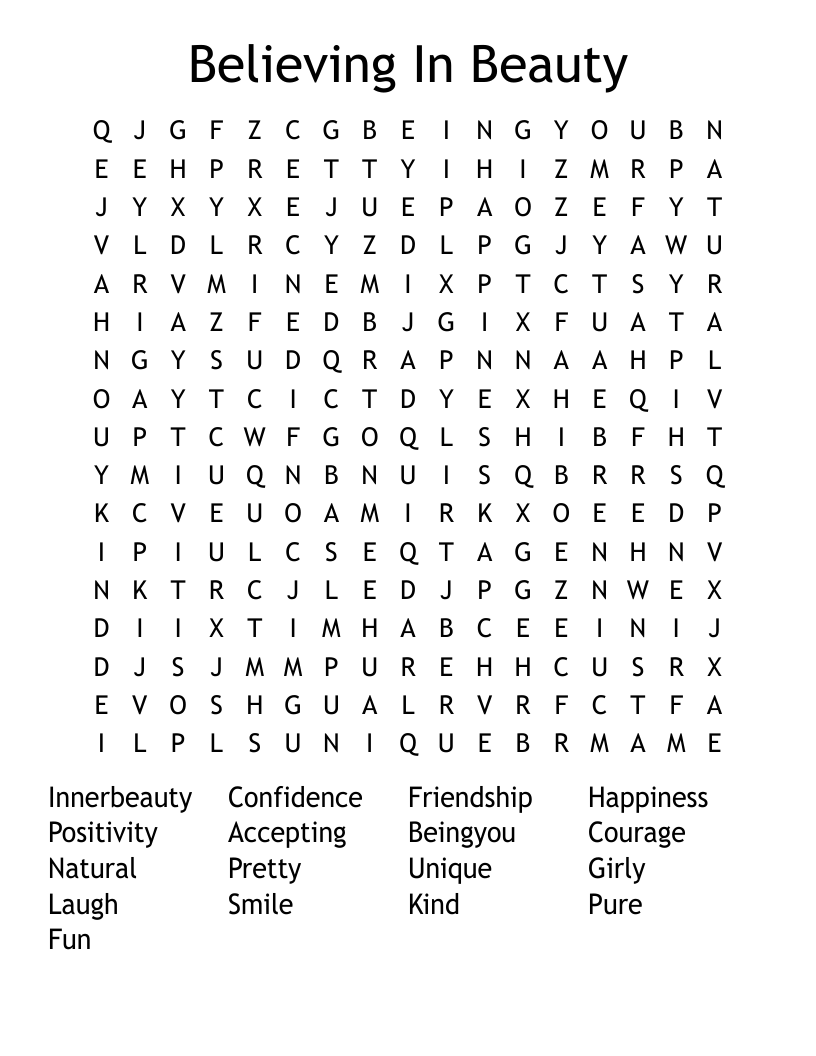 Believing In Beauty Word Search