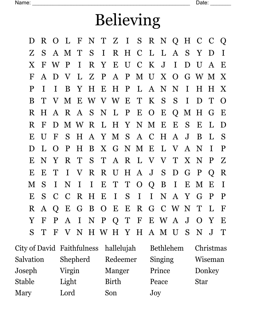 Believing  Word Search