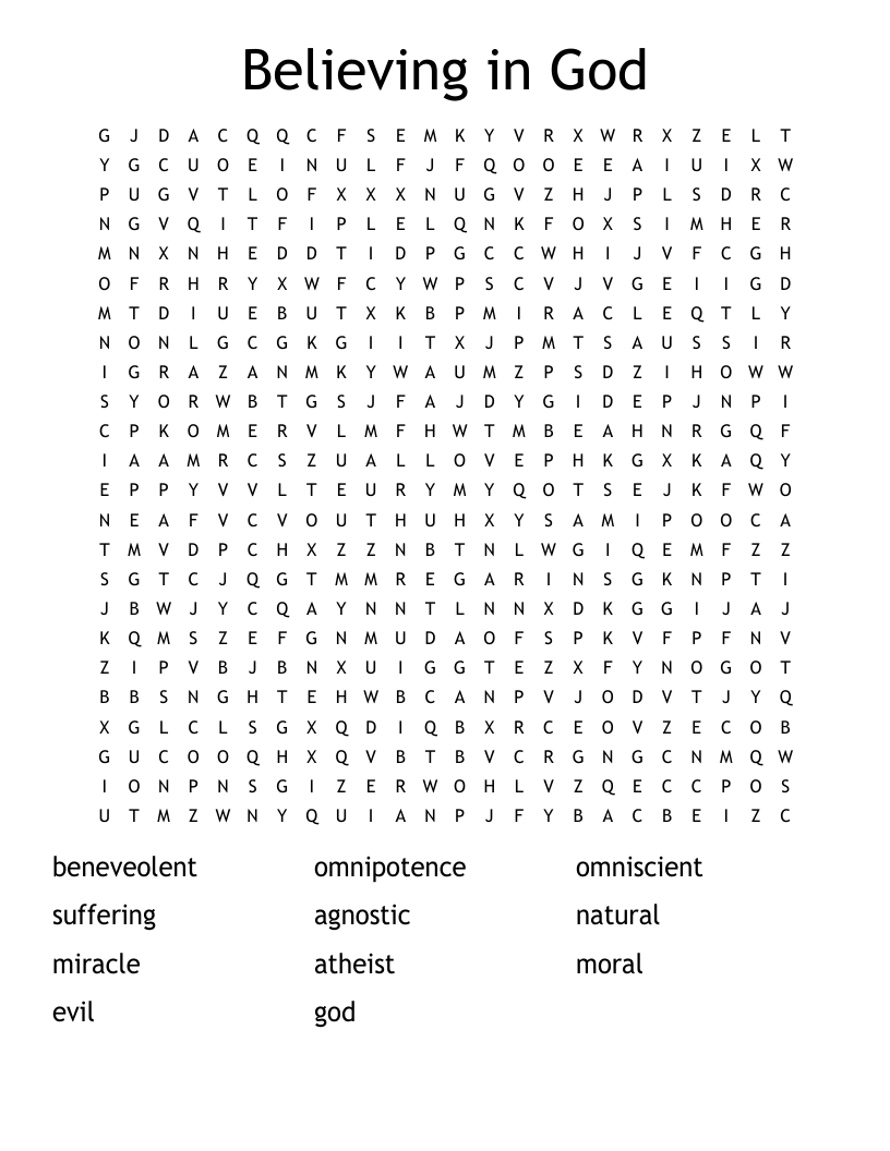 Believing in God Word Search