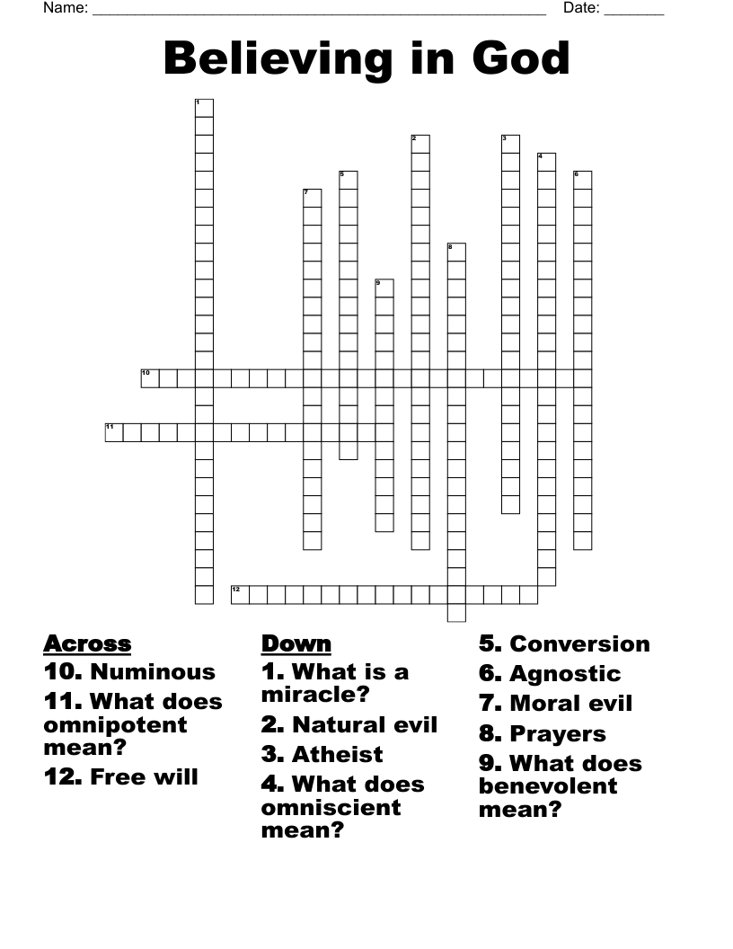 Believing in God Crossword