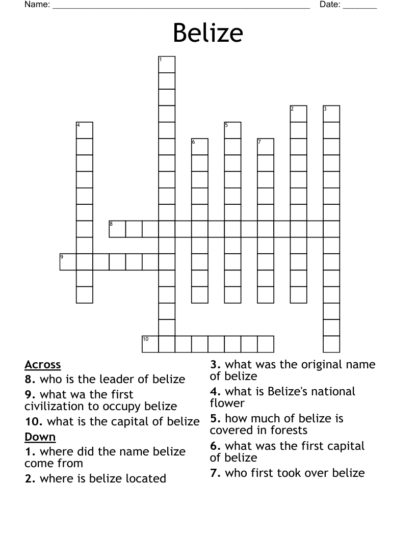 Belize Crossword