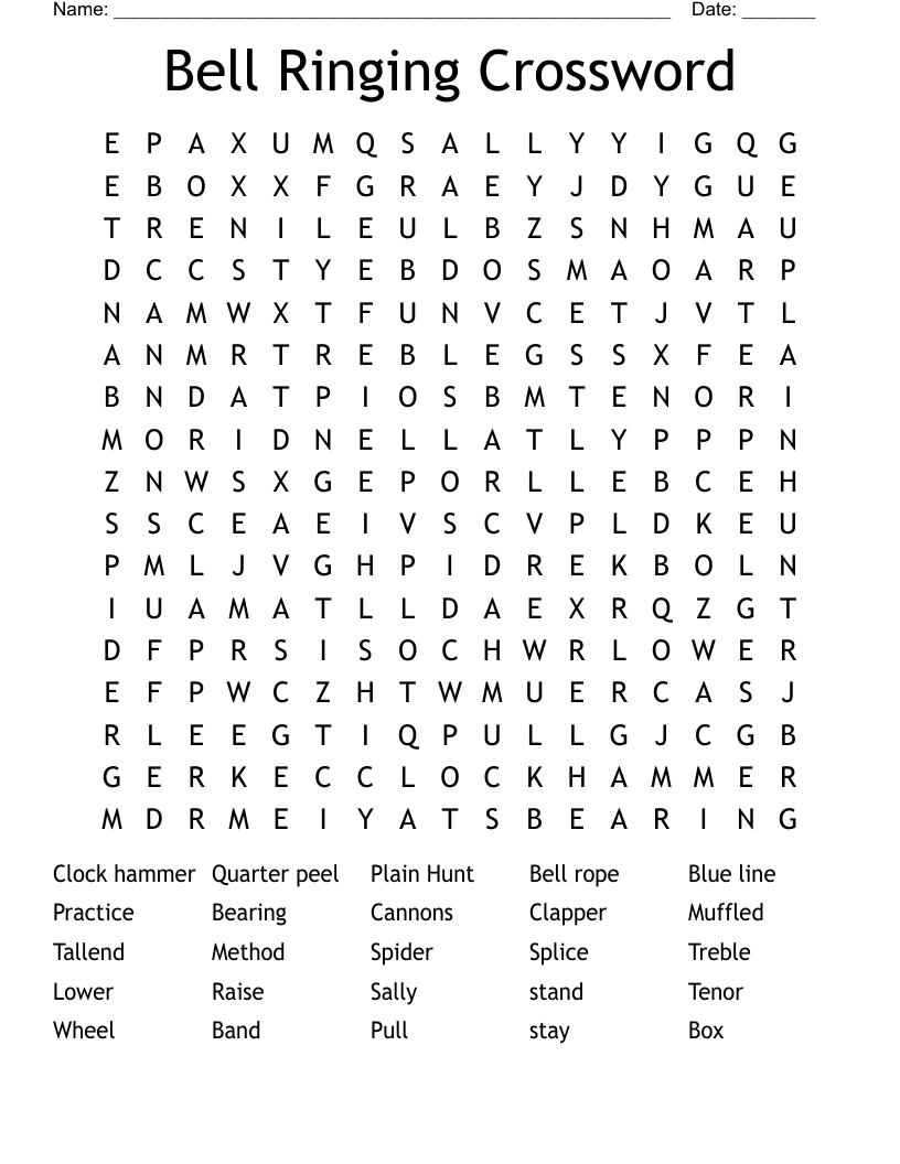 Bell Ringing Crossword Word Search