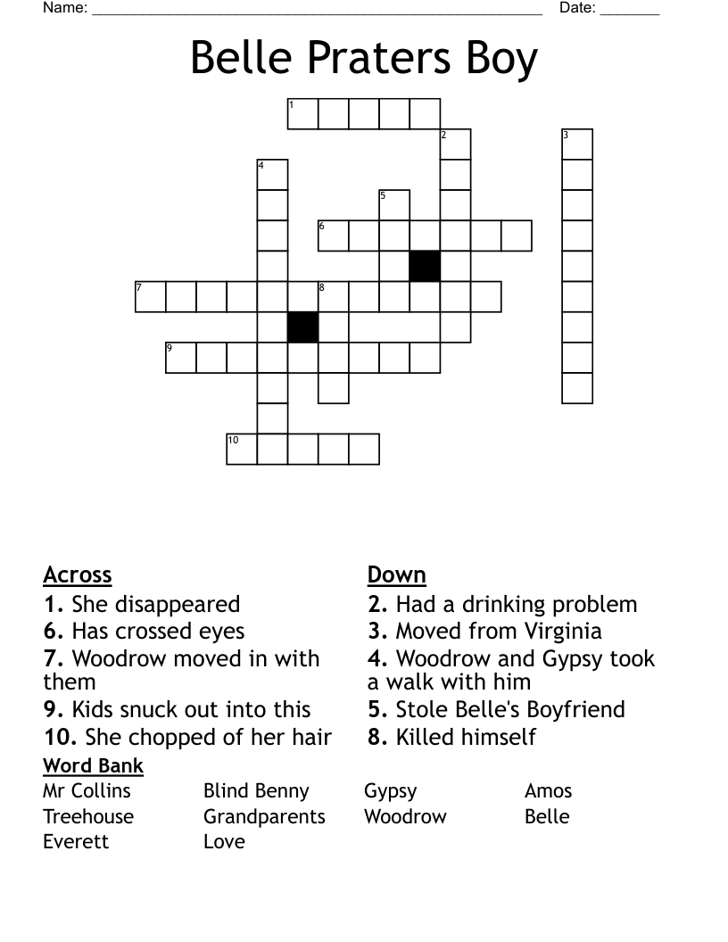 Belle Praters Boy Crossword
