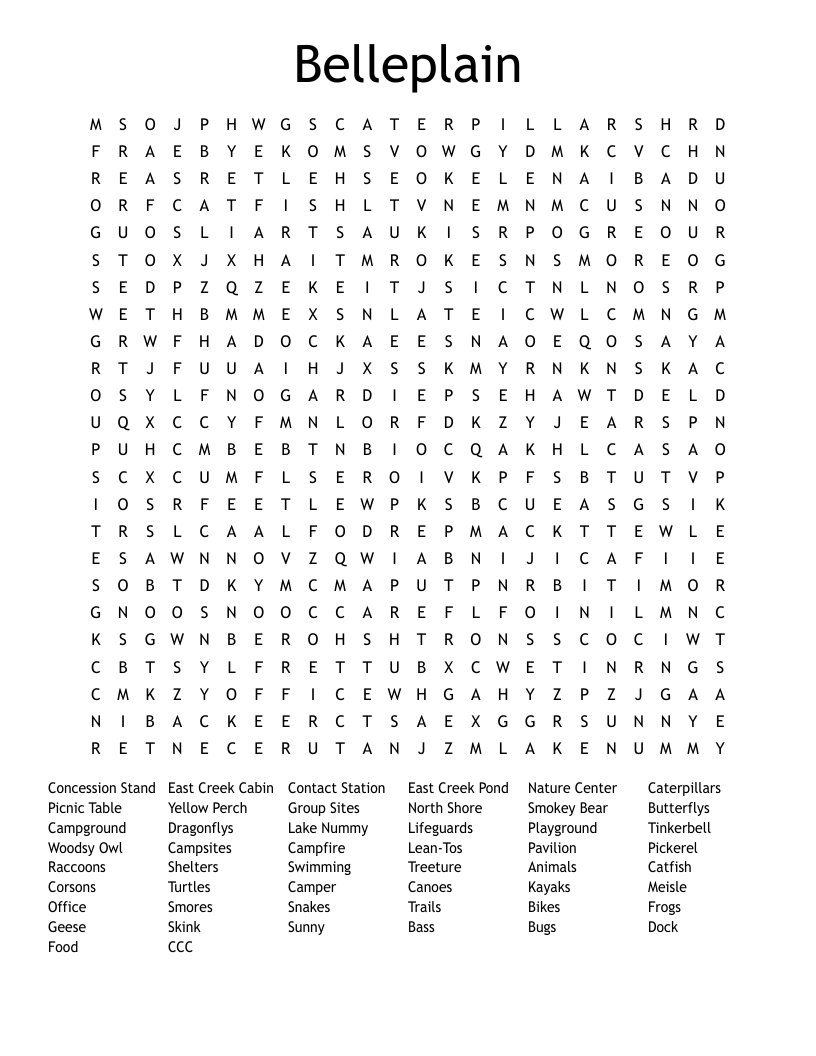 Belleplain  Word Search