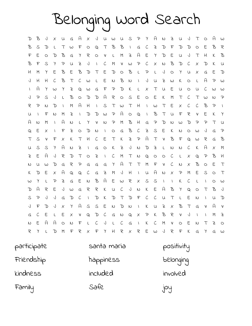 Belonging Word Search