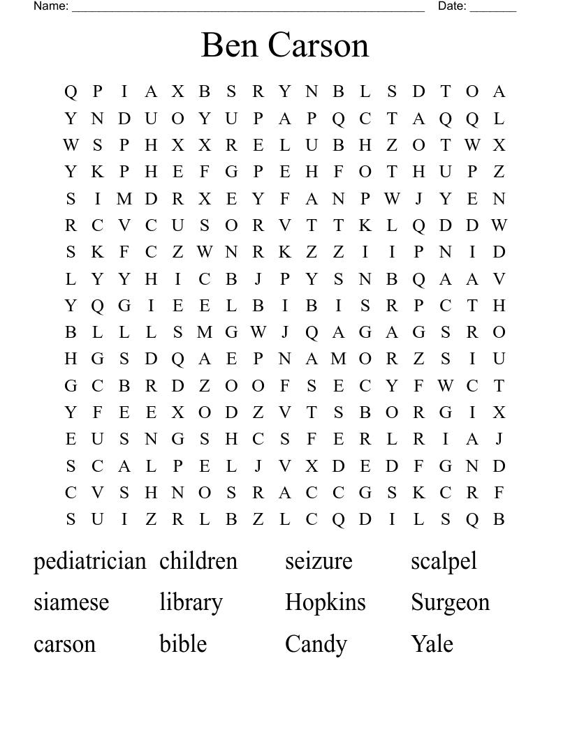 Ben Carson Word Search