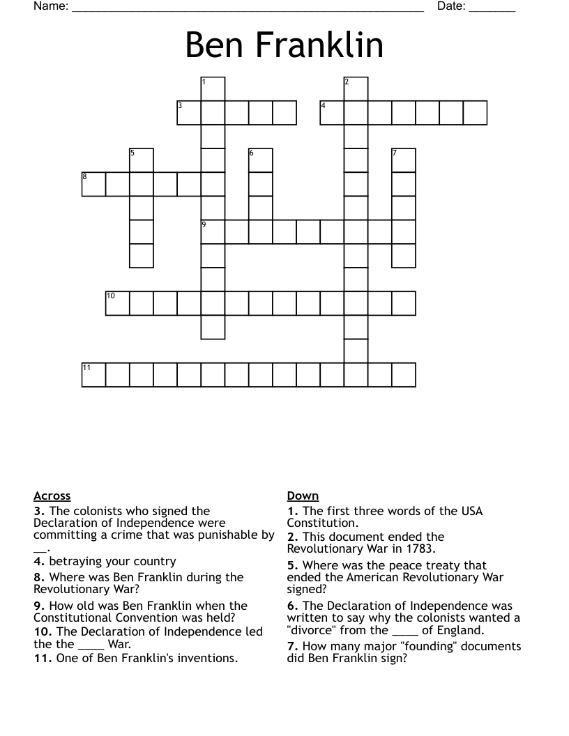 Ben Franklin Crossword
