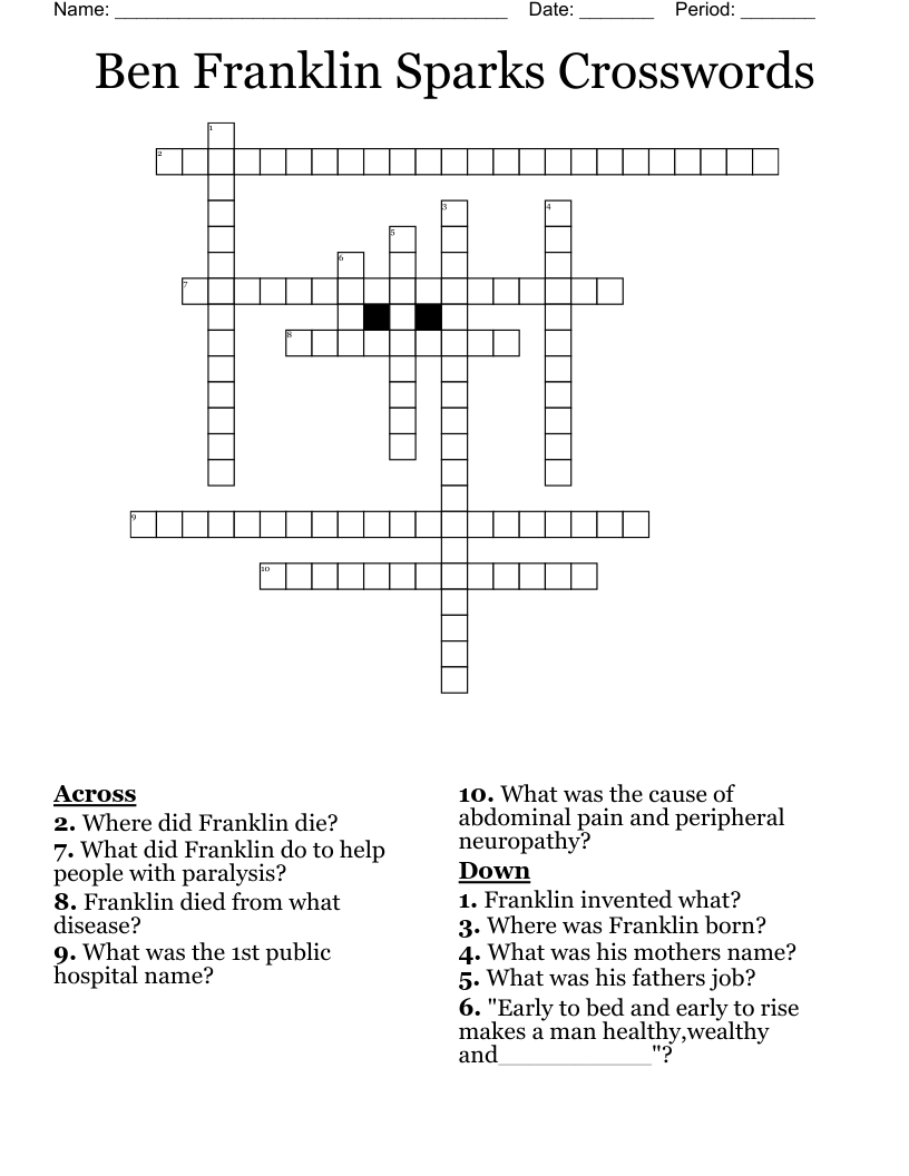 Ben Franklin Sparks Crosswords