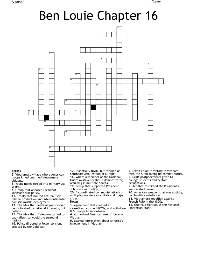 Ben Louie Chapter 16 Crossword