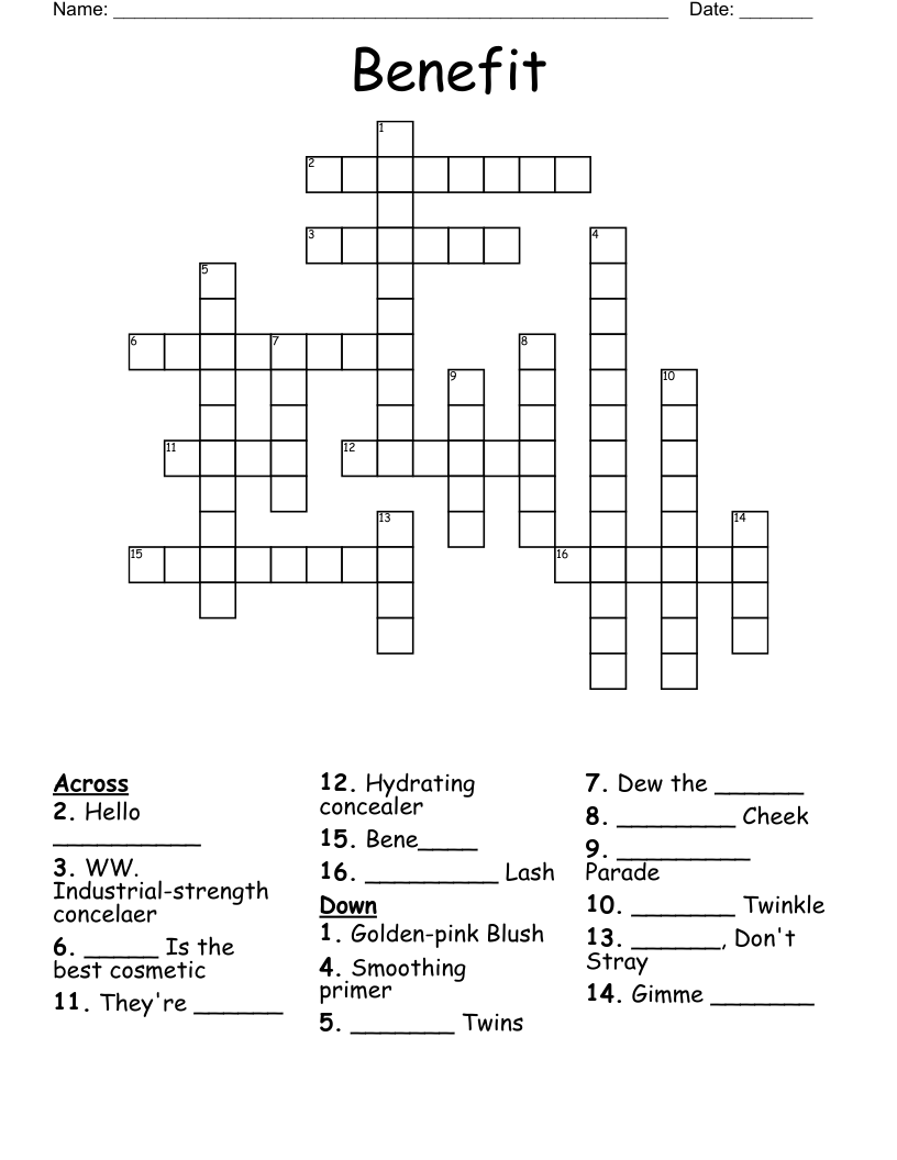 Benefit Crossword