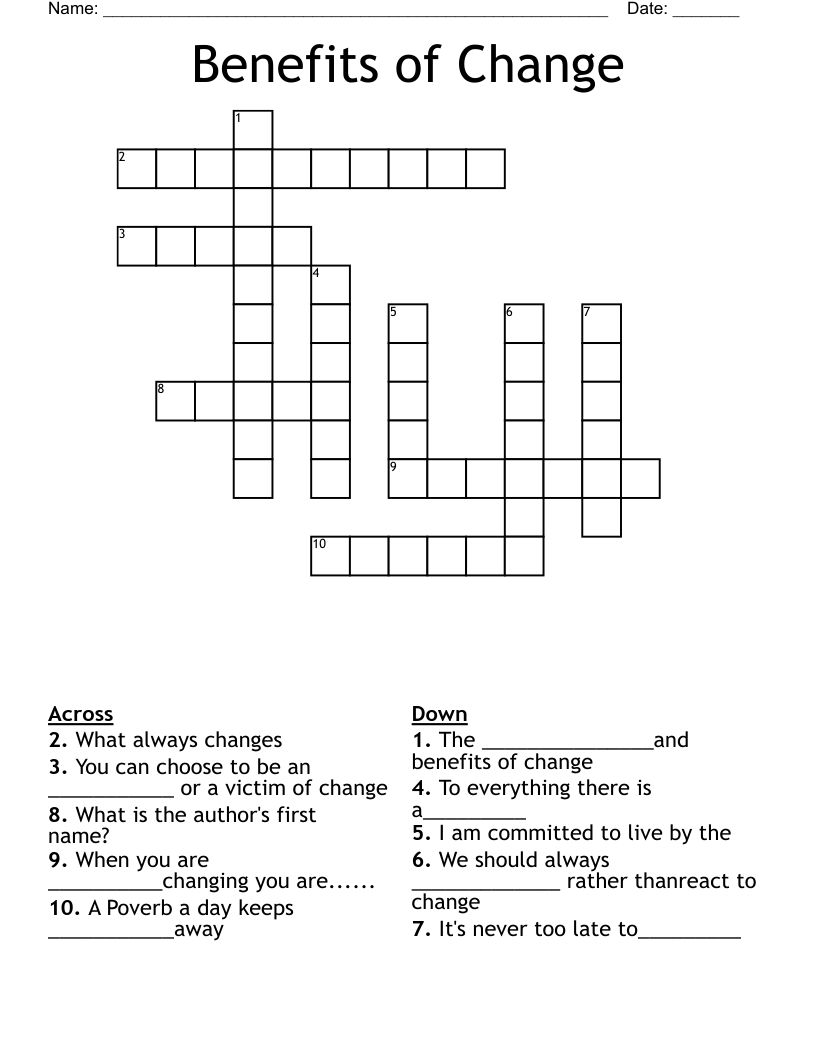 Benefits of Change Crossword