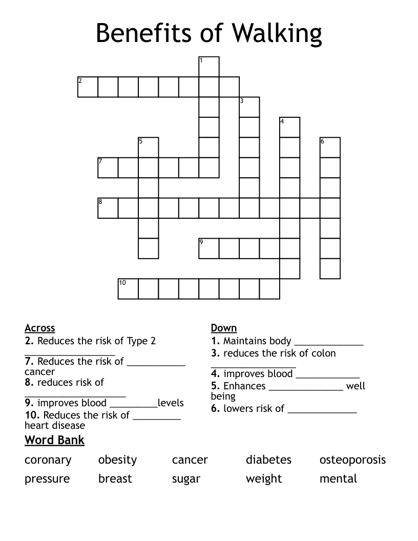 Benefits of Walking Crossword