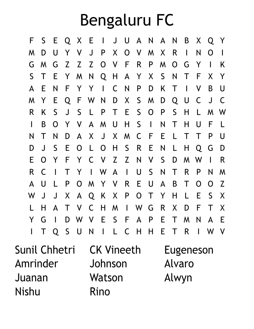 Bengaluru FC  Word Search