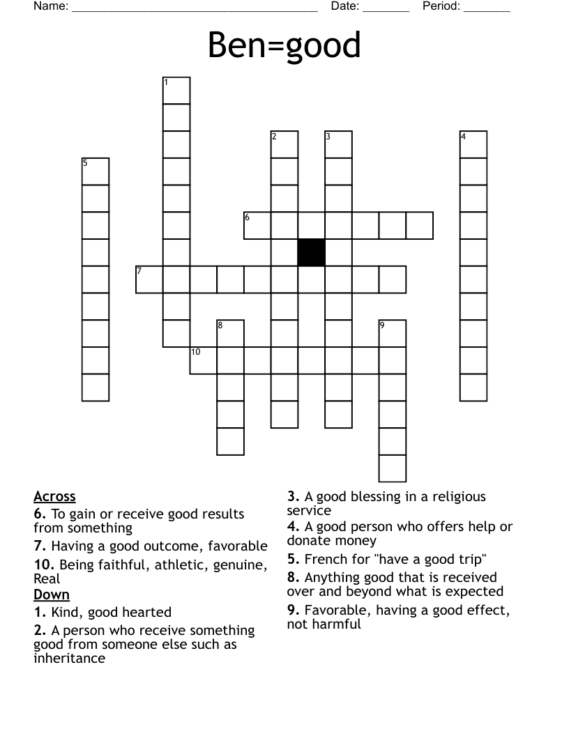 Ben=good Crossword
