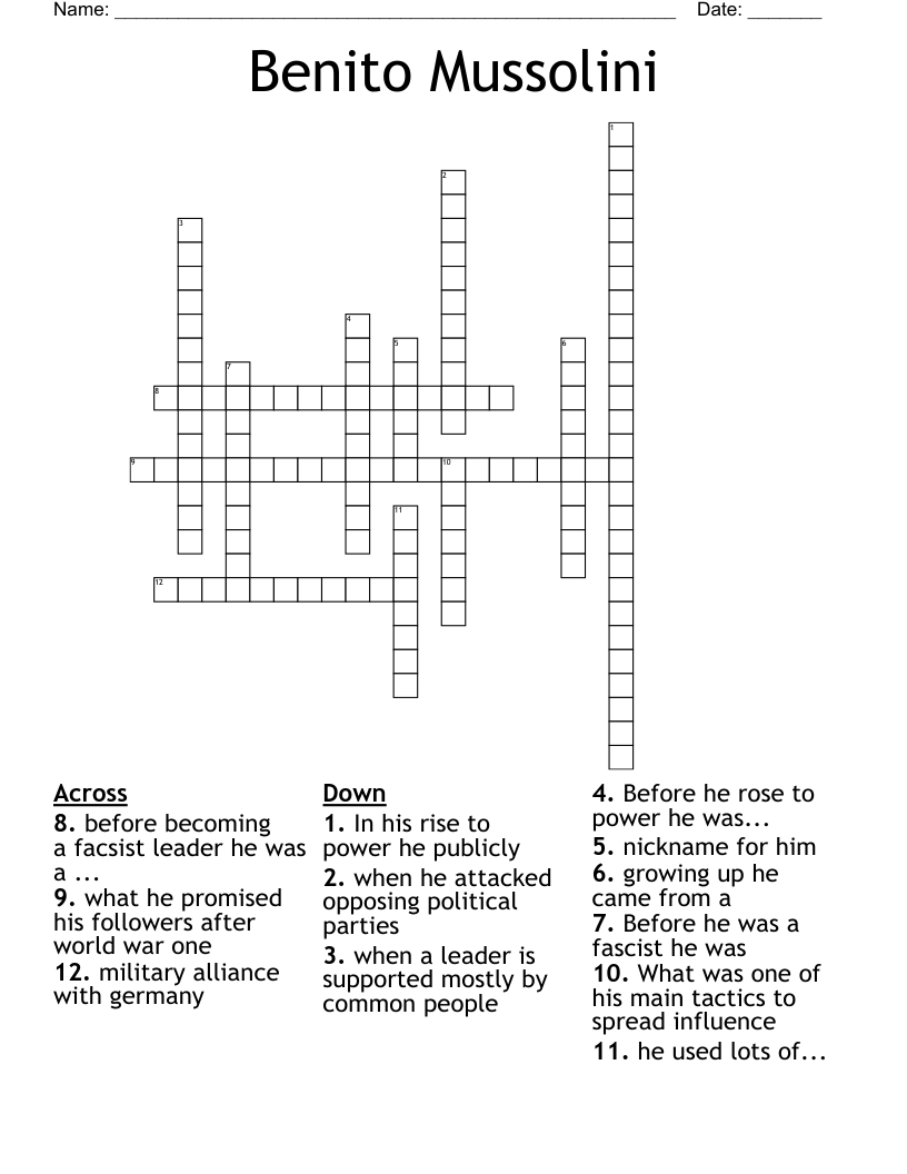 Benito Mussolini Crossword