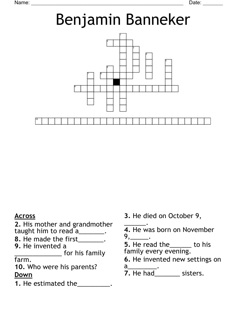 Benjamin Banneker Crossword