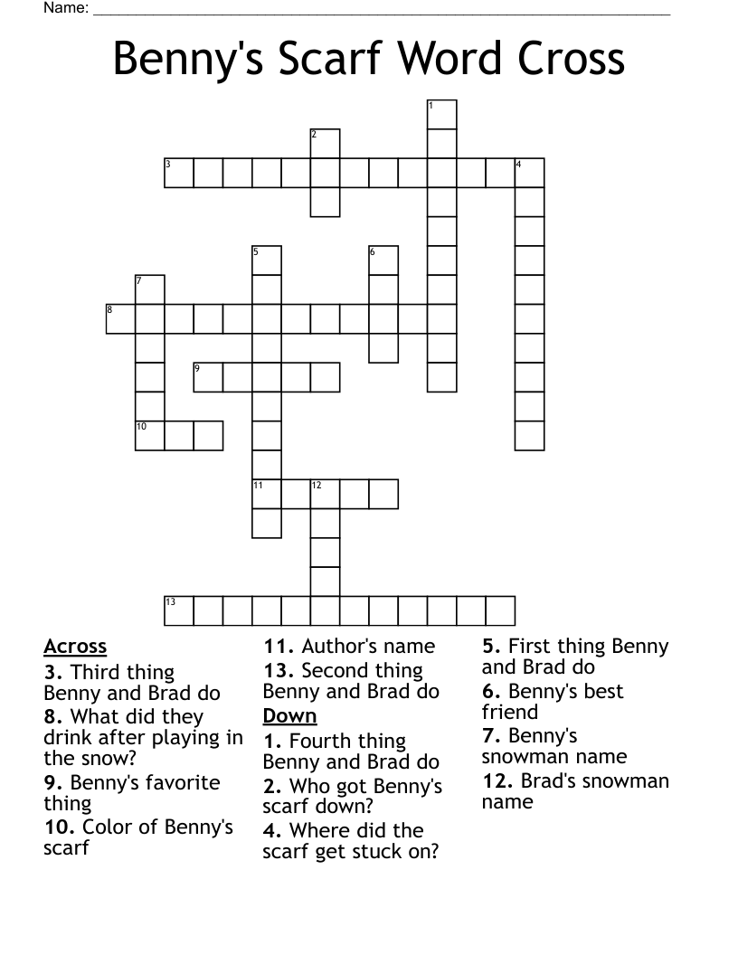 Benny's Scarf Word Cross Crossword