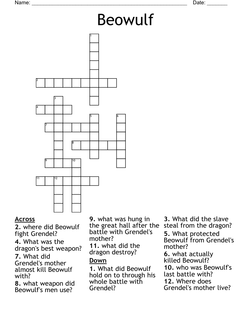 Beowulf Crossword