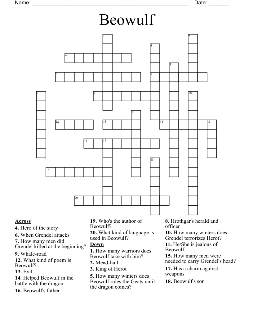 Beowulf Crossword