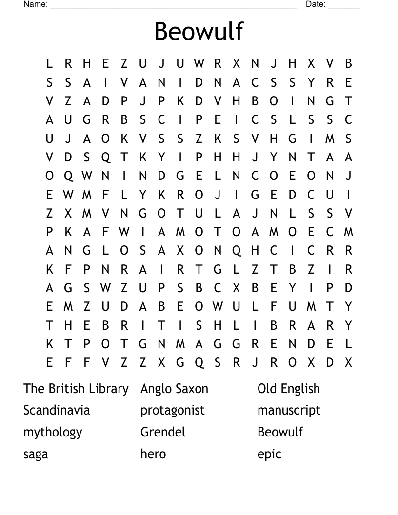Beowulf Word Search