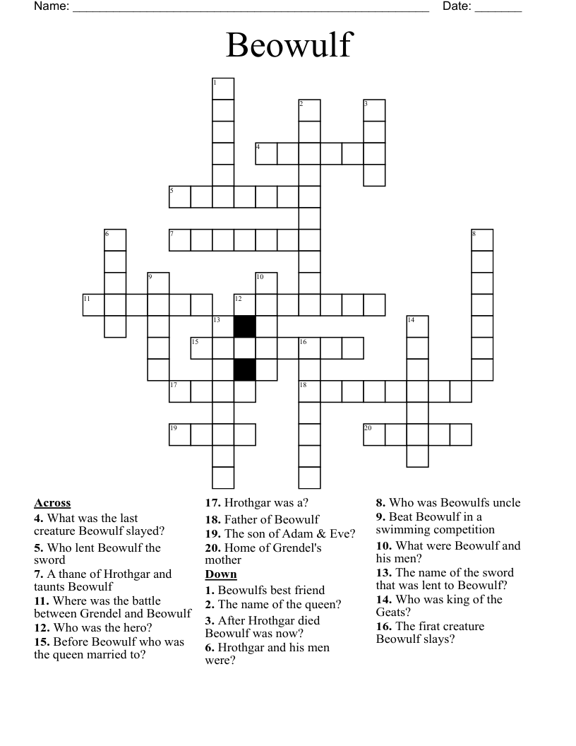 Beowulf Crossword