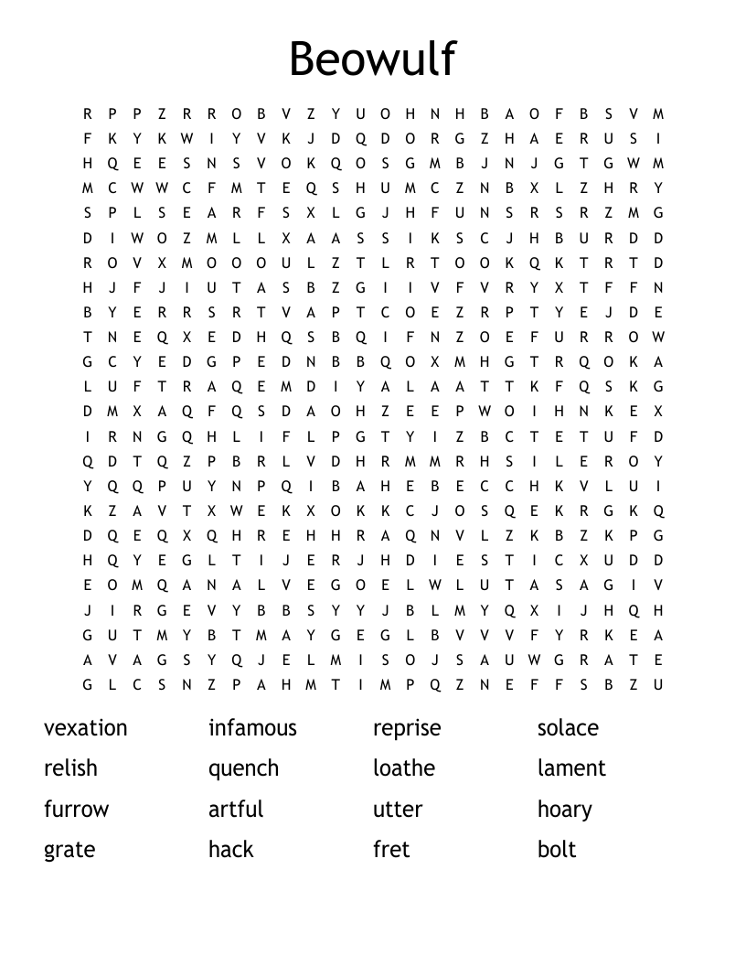 Beowulf Word Search