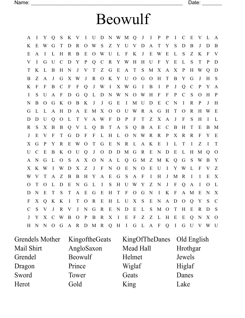 Beowulf Word Search