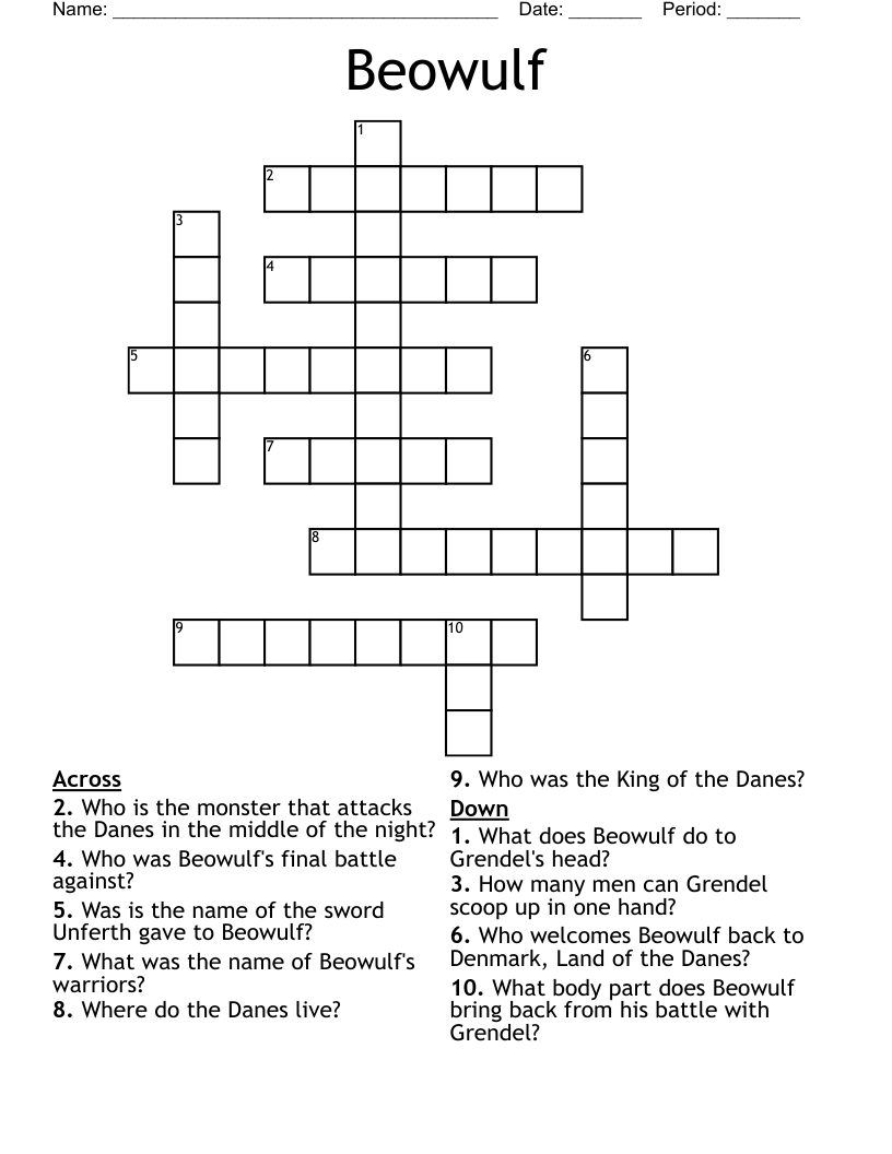 Beowulf Crossword