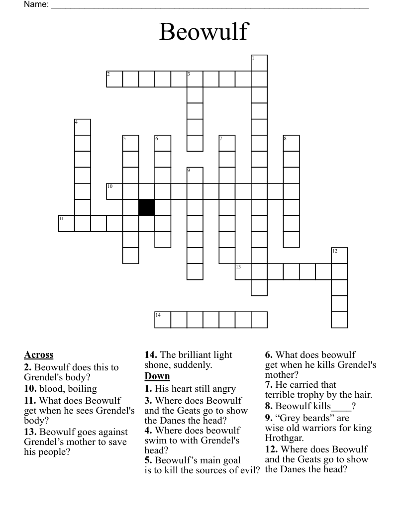 Beowulf Crossword