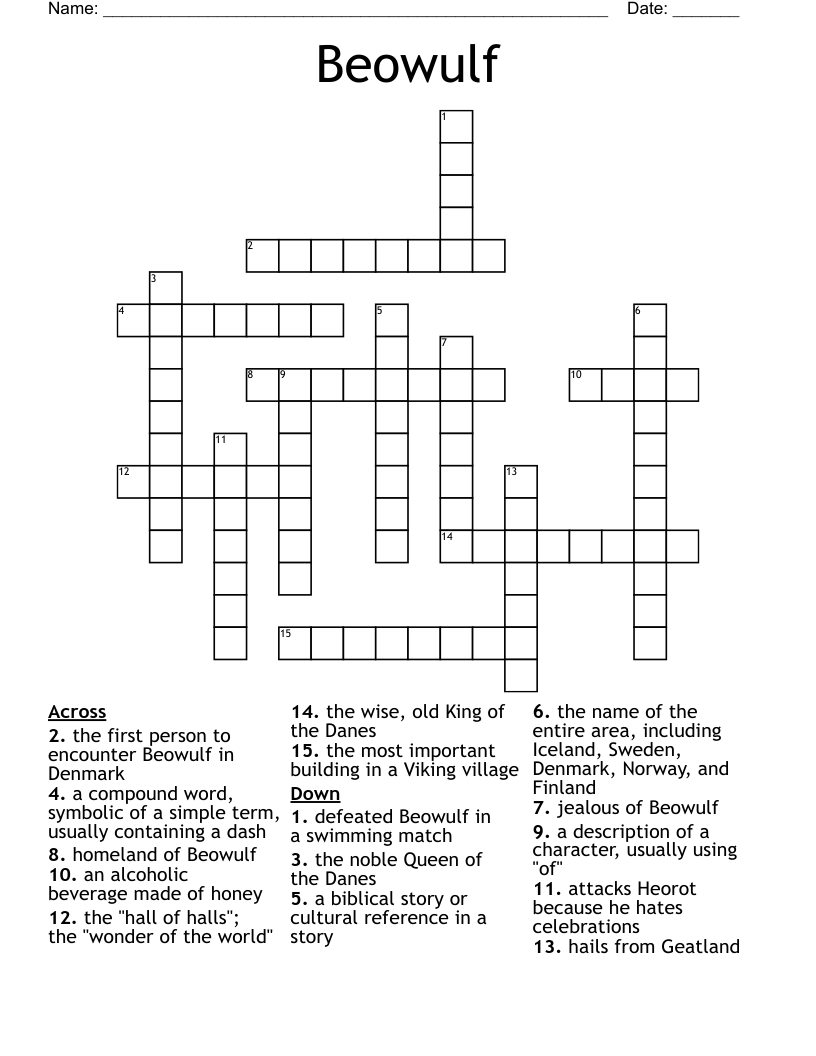 Beowulf Crossword