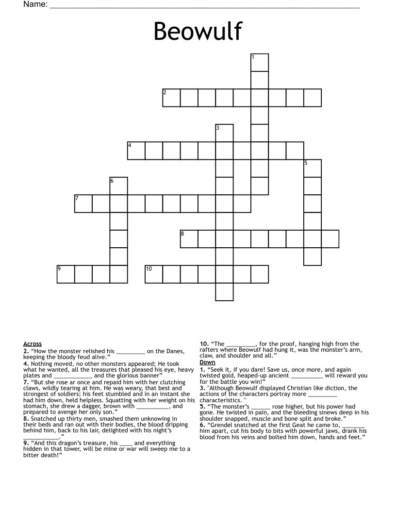 Beowulf Crossword