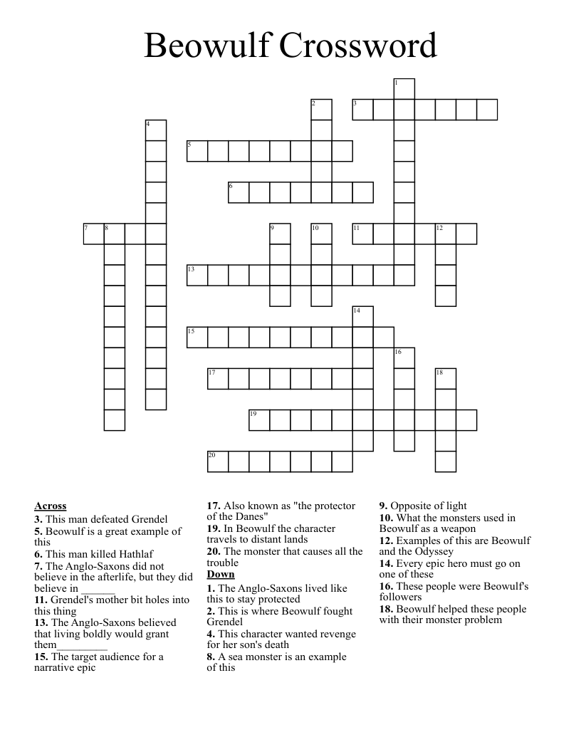Beowulf Crossword