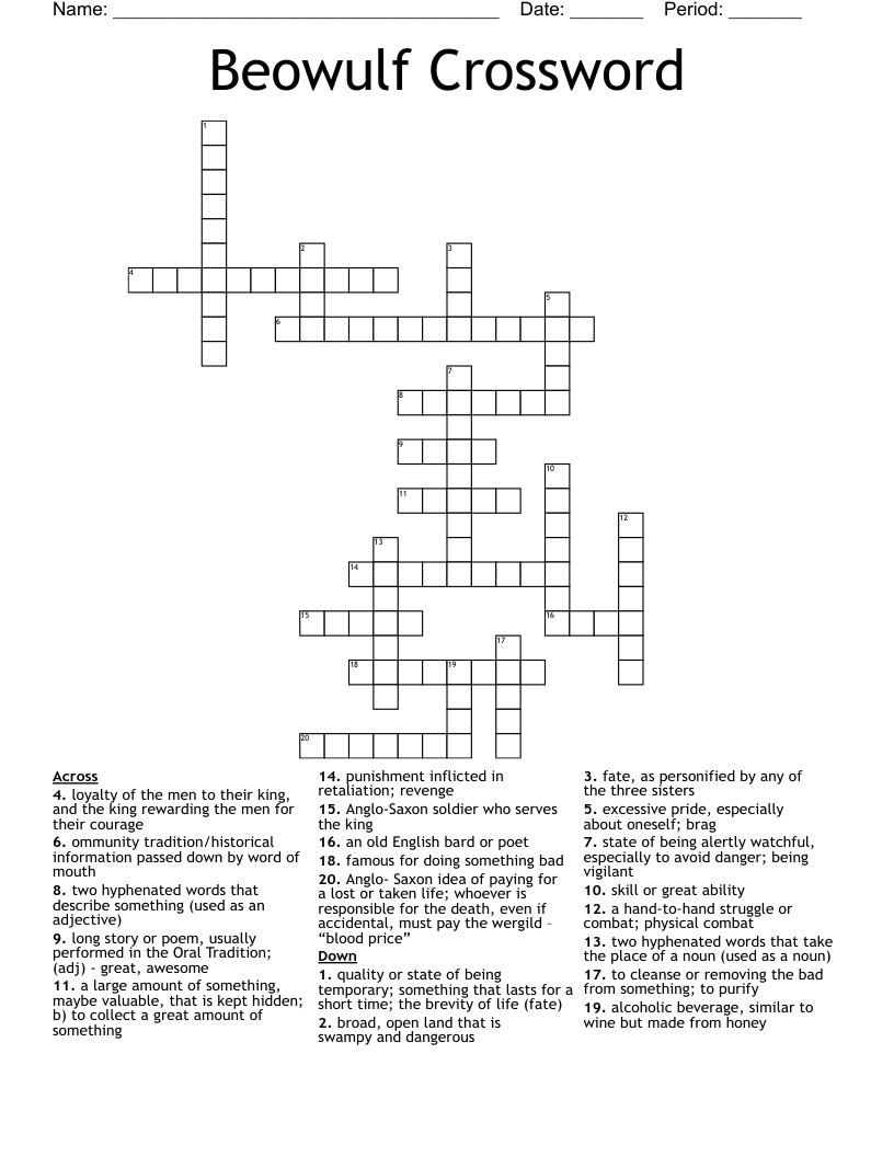 Beowulf Crossword