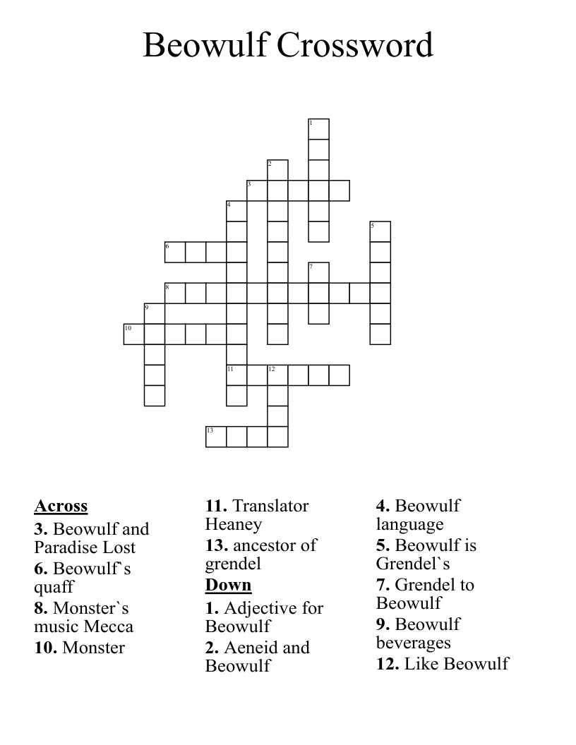 Beowulf Crossword