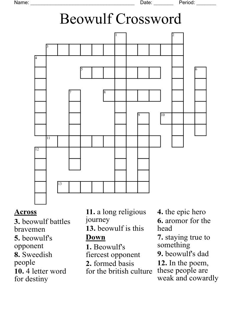 Beowulf Crossword