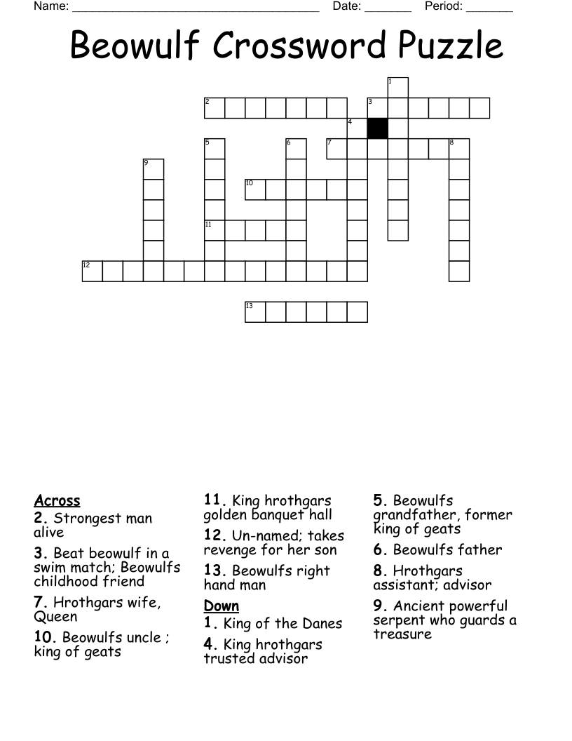 Beowulf Crossword Puzzle