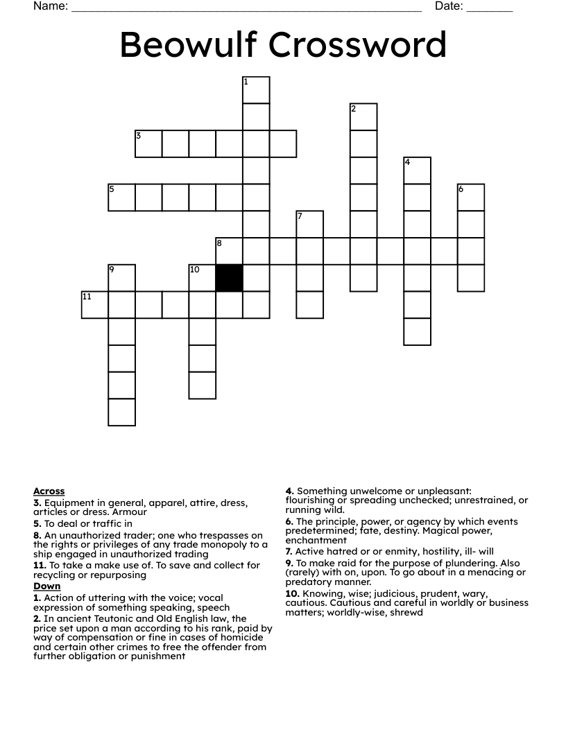 Beowulf Crossword 