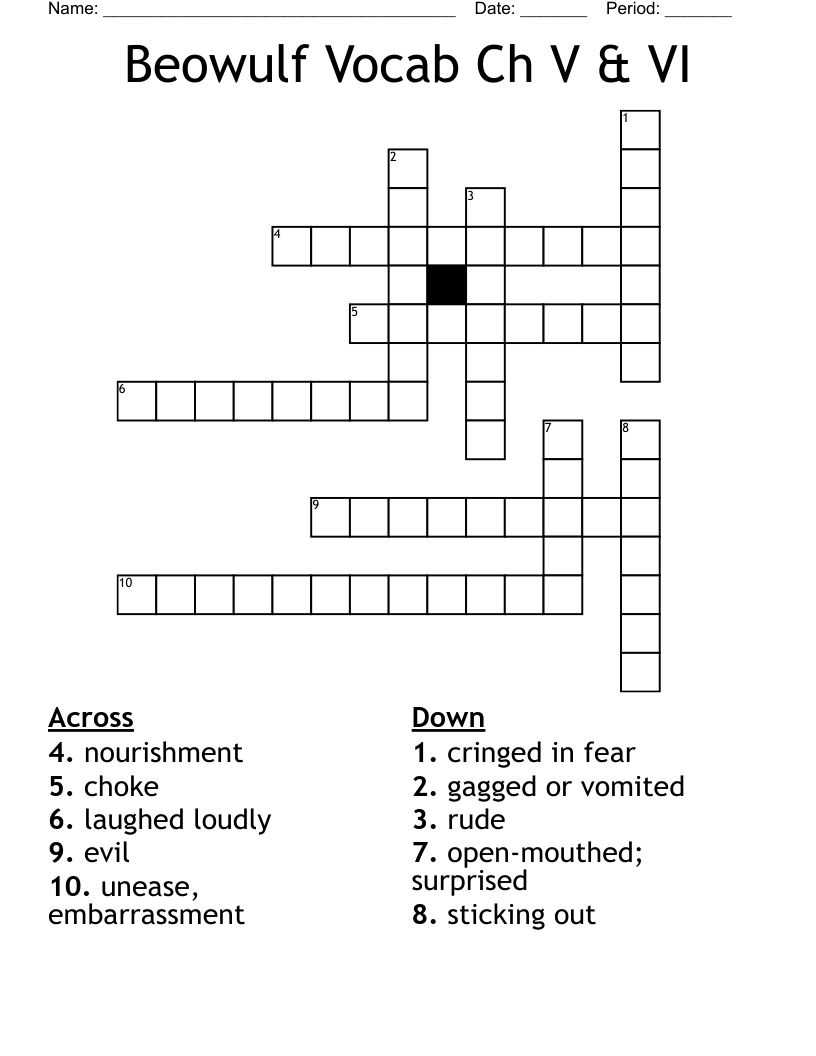 Beowulf Vocab Ch V & VI Crossword