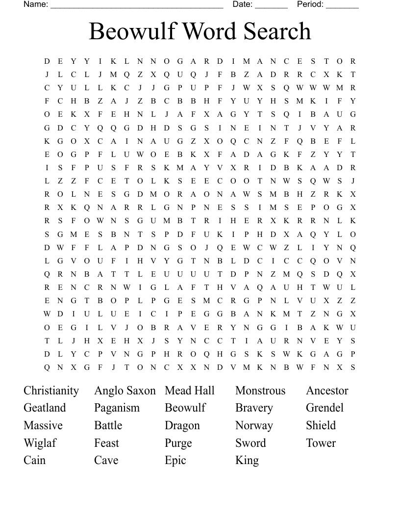 Beowulf Word Search