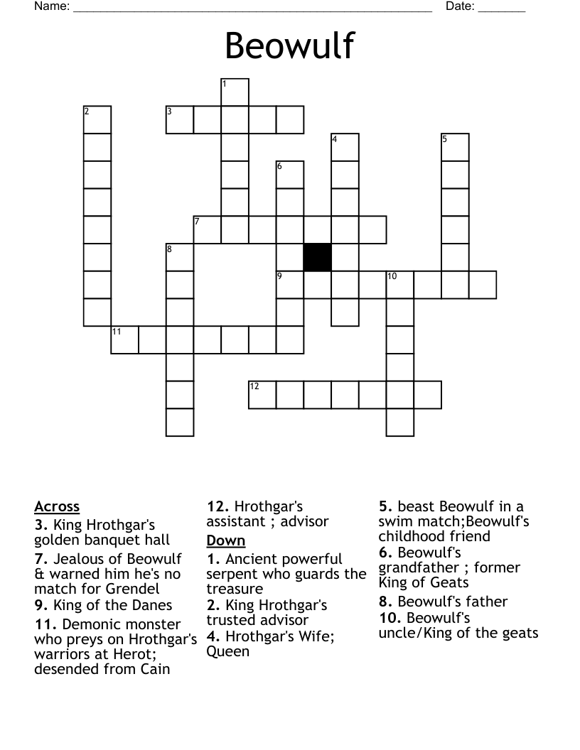 Beowulf  Crossword