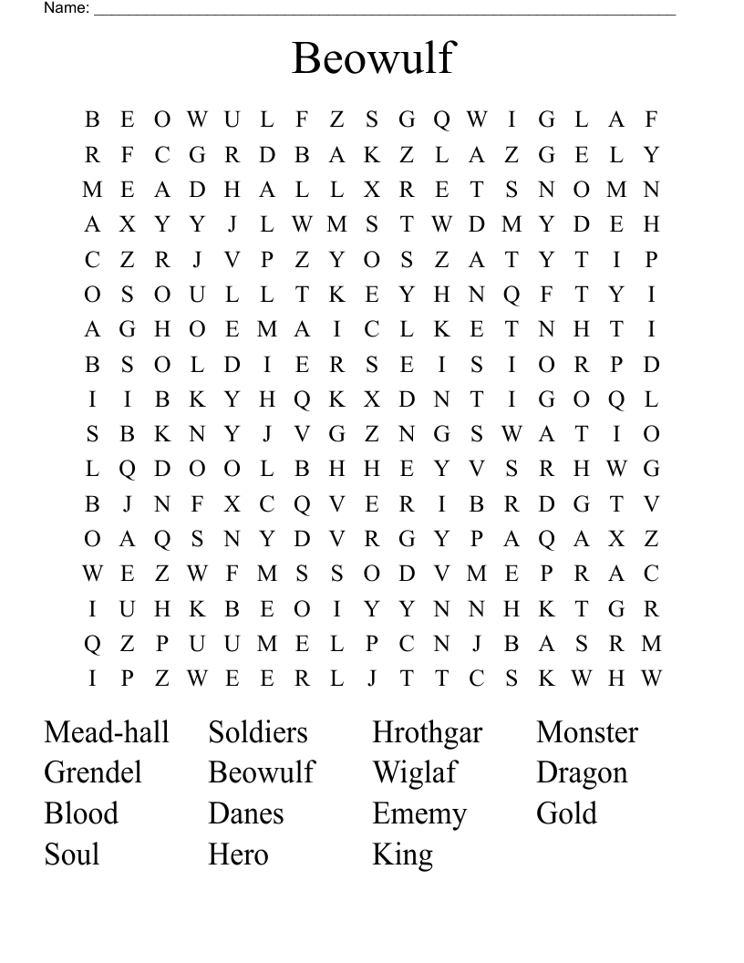 Beowulf  Word Search