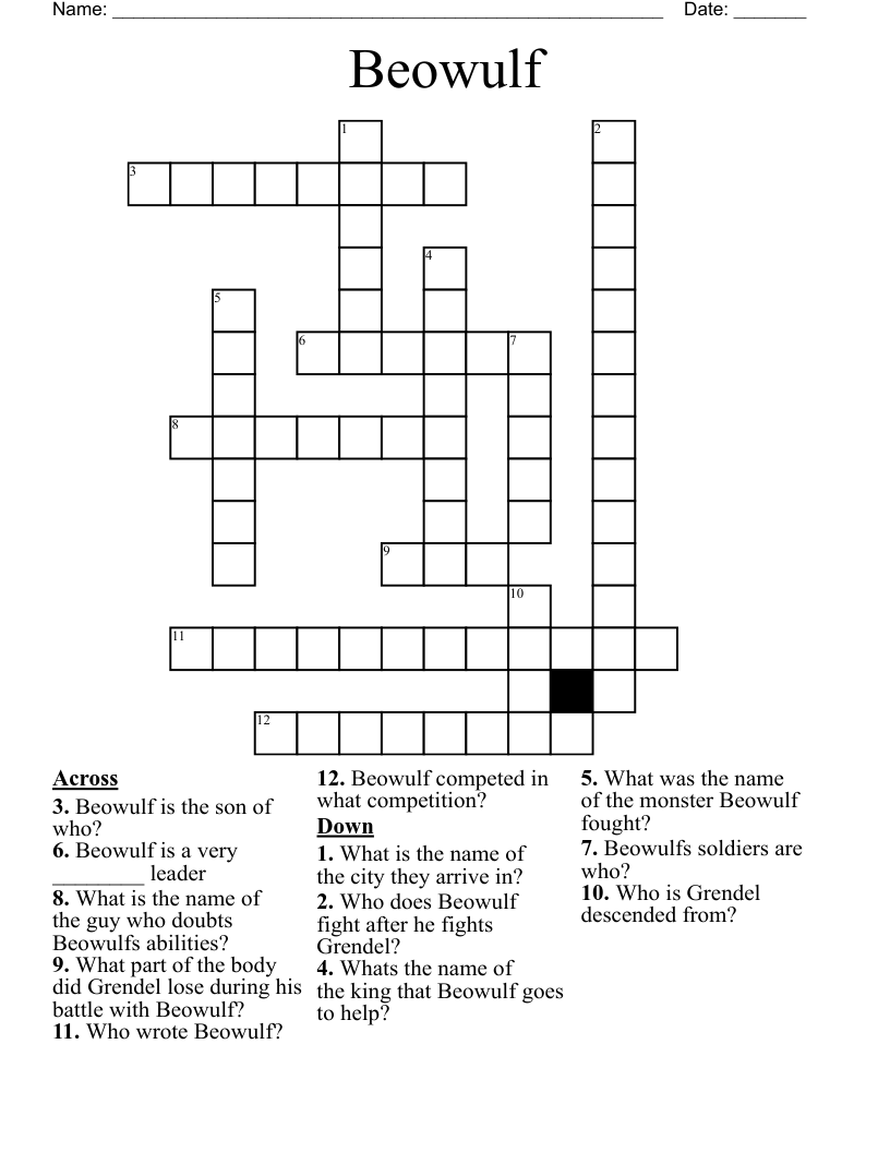 Beowulf  Crossword