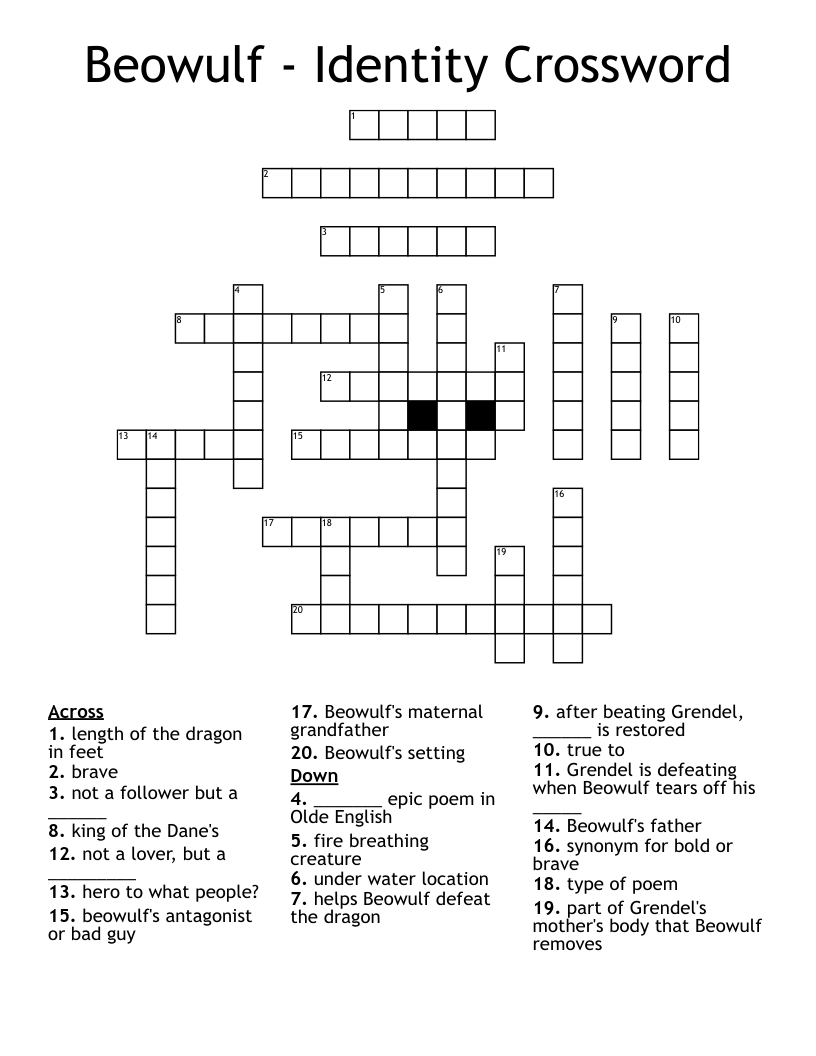 Beowulf - Identity Crossword