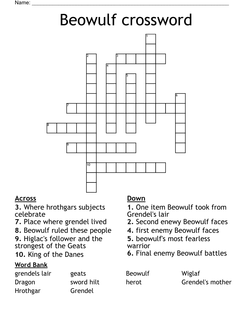 Beowulf crossword